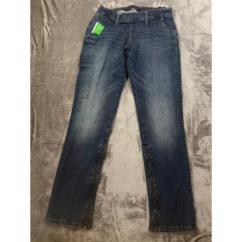 Tommy Hilfiger Heritage Rome Straight Jeans 8 Blue Denim Cargo Zip Ankle 29X31.